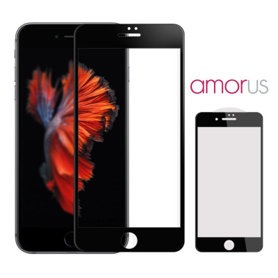 Скрийн протектори Скрийн протектори за Apple Iphone Скрийн протектор от закалено стъкло AMORUS 5D Full Cover за Apple iPhone 7 4.7 / Apple iPhone 8 4.7 / Apple iPhone SE2 2020 / Apple iPhone SE3 2022 черен кант